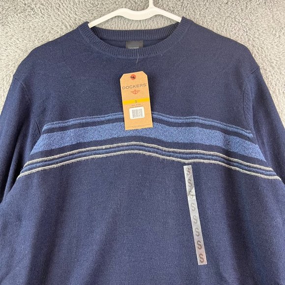 New Mens DOCKERS Blue Comfort Touch Crewneck Knit Sweater Size S - Picture 2 of 9